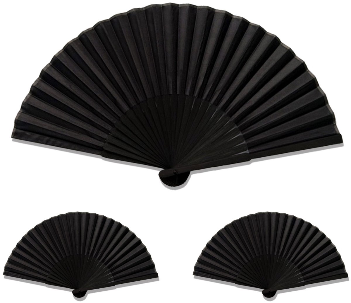TOVBMUP 3 Stuks Handventilatoren - Vouwbare Decoratieve Waaier - 21x38cm - Lichtgewicht en Multifunctioneel - Geschikt voor Ceremonie, Bruiloft en Feest - Polyesterdoek met Bamboe Rand