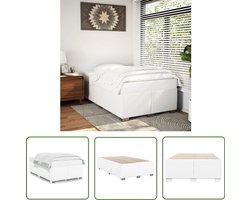 vidaXL Houten Bed - Bed Frame - Bedframe kunstleer wit 120x200 cm - Tweepersoonsbed - Boxspring - Slaapkamerdecoratie