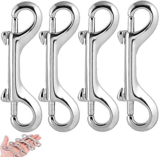 Dubbele karabijnhaak, 2 stuks dubbelzijdige bolt karabijnhaken, 304 roestvrij staal boutensnijper, voor hondenlijn, multifunctionele gezinsleven in de open lucht, sleutelhanger(100mm