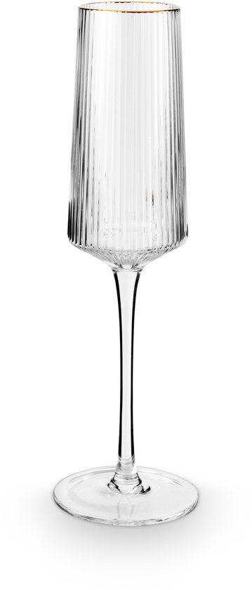 vtwonen Champagneglazen - Voor Champagne of Cava - Champagneflutes - Glazen set van 4 - met Gouden Rand - 300ml