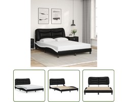 vidaXL Kunstleder Bed - Slaapcomfort - Bedframe zonder matras Hvar kunstleer zwart en wit 120x200 cm - Modern Bedframe - Boxspring Bed - Tweepersoons Bed