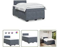 vidaXL Boxsprings - Boxspring - Boxspring met matras fluweel donkergrijs 120x190 cm - Tweepersoonsbed - Donkere Kleur - Fluweel