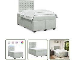 vidaXL Boxspring Bed - Boxspring - Boxspring met matras fluweel lichtgrijs 120x200 cm - Fluweel Bed - Grijs Bed - Tweepersoons Bed