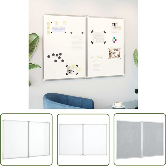 vidaXL Magnetic Board - Witbord - Whiteboard magnetisch inklapbaar 120x100x1,7 cm aluminium - Whiteboard Kopen - Bureau Organisatie - Brainstorm
