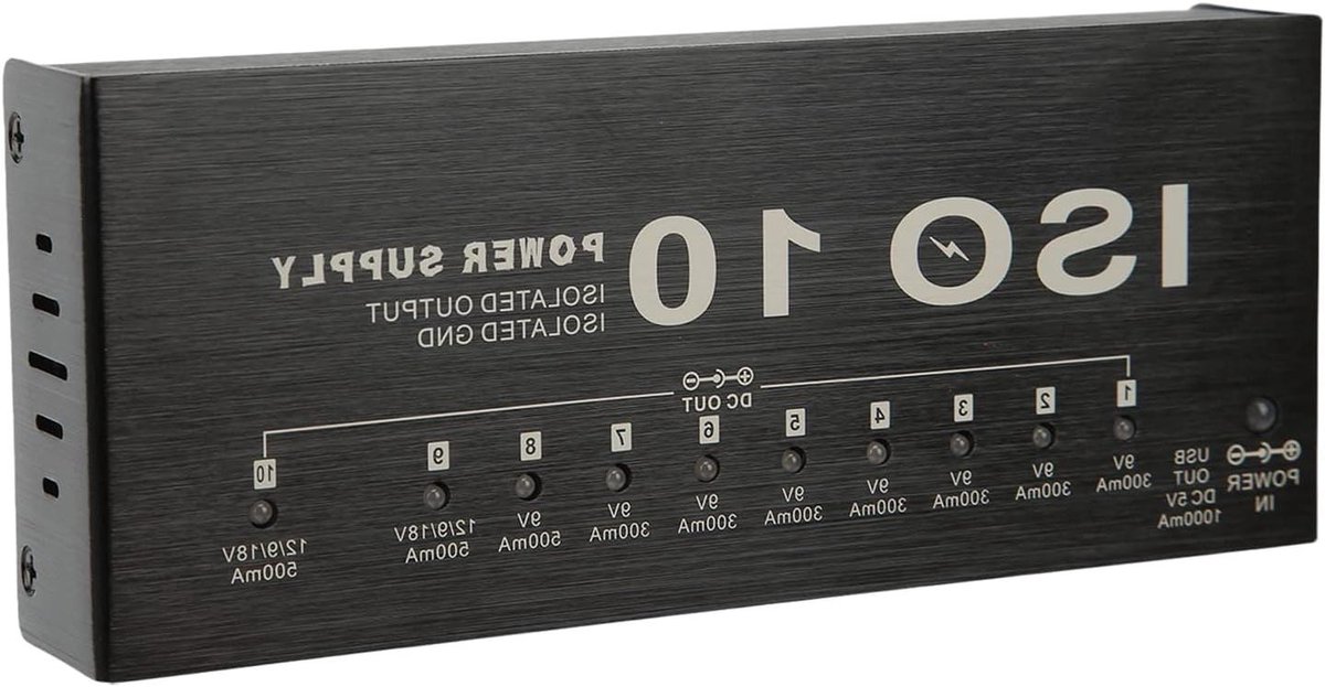 Allecto Premium - Gitaar Pedaal Voeding met 10 Uitgangen en Instelbare Spanning - Effect Power Supply Board voor Gitaristen