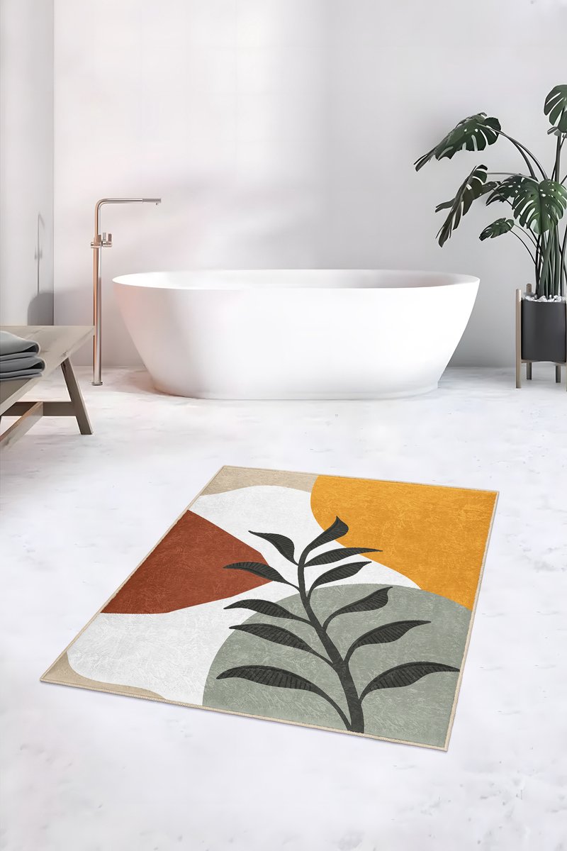De Groen Home Badmat 80x120 - FLORA COLLECTIE - Zachte wc mat - Toiletmat - Bladeren - Badkamermat voor badkamer - Douchemat
