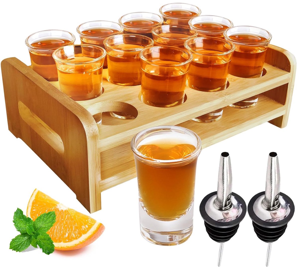 Set van 12 Shotglazen - Voor Feestjes - Inclusief Dienblad