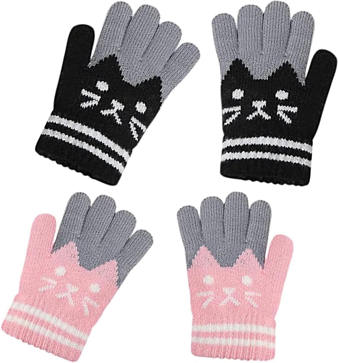 Schattige gebreide kattenhandschoenen voor kinderen