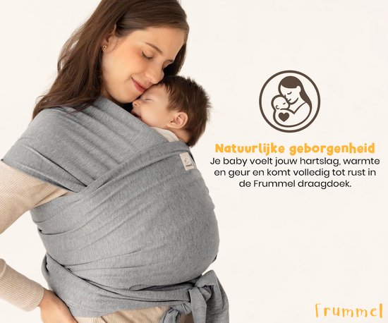 Frummel Baby Draagdoek Grijs - Draagzak - Baby Wrap - Baby carrier - Draagdoek geweven - Baby 0-36 maanden - Newborn van Merkloos — afbeelding 2