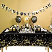 3-Pack Wegwerp Tafelkleden - Zwart Goud - Nieuwjaar Decoraties - NYE 2022 - 130 x 274 CM