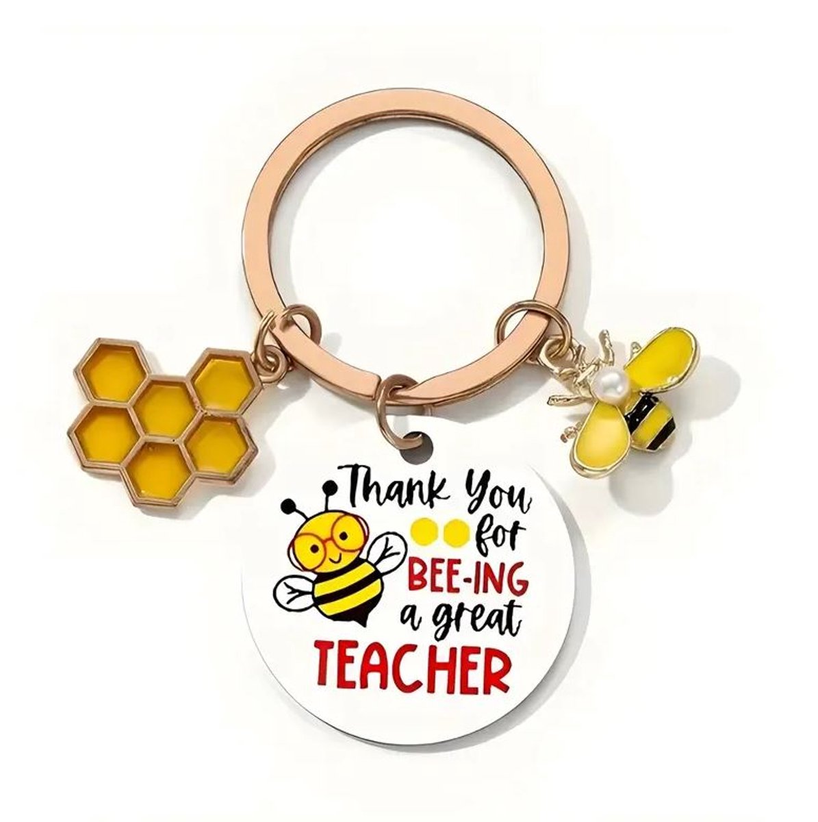Sleutelhanger juf of meester |Thank you for BEE-ING a great TEACHER | kado juffendag | afscheid, einde schooljaar | Bedankje