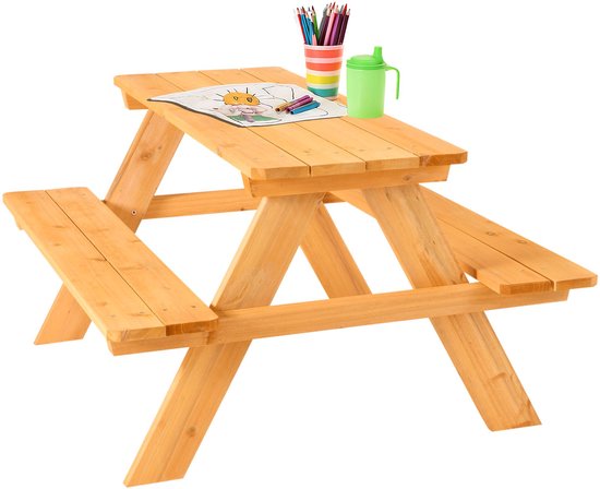 FableKids Arne Kinderzitje voor 4 kinderen Picknicktafel massief hout