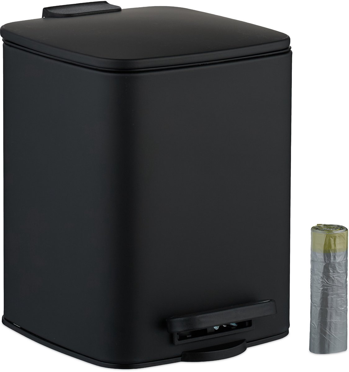 badkamer prullenbak - 6 l - softclose - met 25 vuilniszakken - zwart