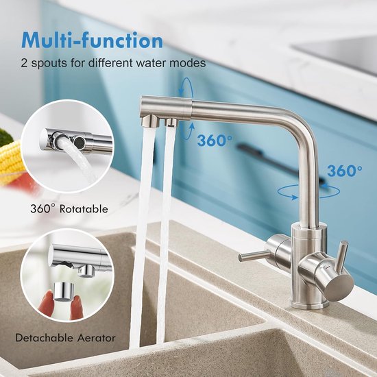 BESTonZON Lot De 2 Robinets Jouet Pour Évier De Cuisine – Simulation Eau Courante, Accessoire Remplacement Gris