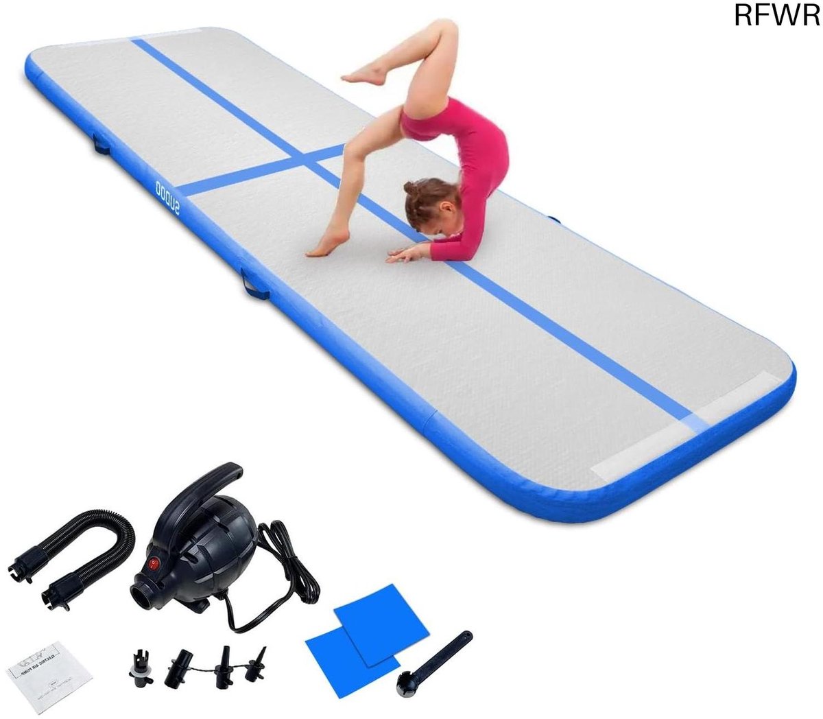 RFWR® Opblaasbare Turnmat 10 cm Hoog - Antislip Gymnastiekmat voor Thuis en Outdoor, Ideaal voor Fitness en Yoga