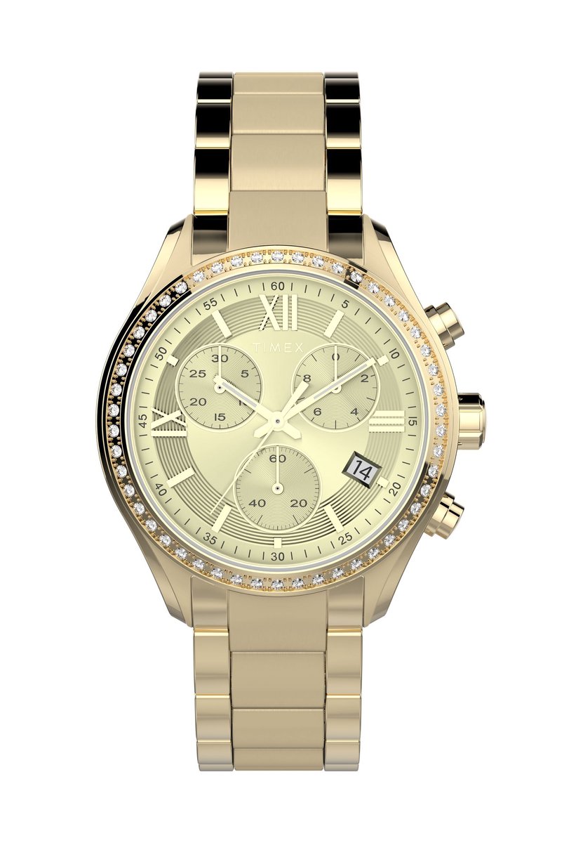 Timex Dress Quartz Analog Chronograph Gouden Toon Case: 100% Alloy| Bracelet: 100% Alloy 38 mm TW2V57800AJ, TW2V57900AJ