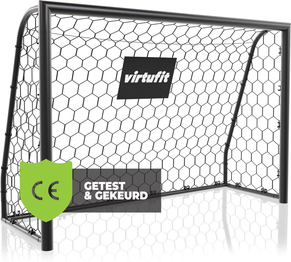 VirtuFit Voetbaldoel Premium - Voetbal Goal - 180 x 120 cm - Weerbestendig - Incl. grondankers - Hoogwaardig polyester net - Professioneel trainingsdoel