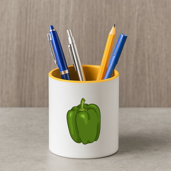 Hacebo® - Pot à crayons poivron vert - Légume - Amoureux des légumes - pot à crayons - Paprika - légume fruit - poivron pointu - Pot à crayons jaune