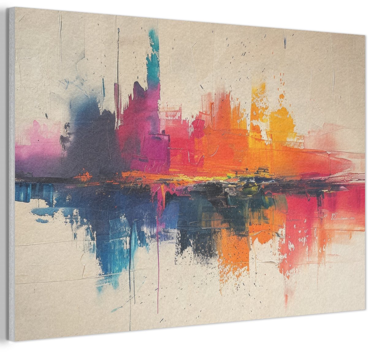 Akoestisch wandpaneel 90x60 cm - Vilt schilderij Modern - Verf - Kunst - Kleurrijk - Akoes