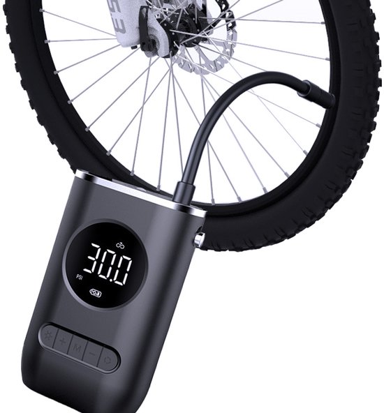 Draadloze Elektrische Luchtcompressor - 10 Bar / 150 PSI - LCD Display - Fiets, Auto, Ballen - USB Oplaadbaar - lucht compressor - Met LED Zaklamp - compressor bandenpomp - elektrische fietspomp - 72531 — afbeelding 2