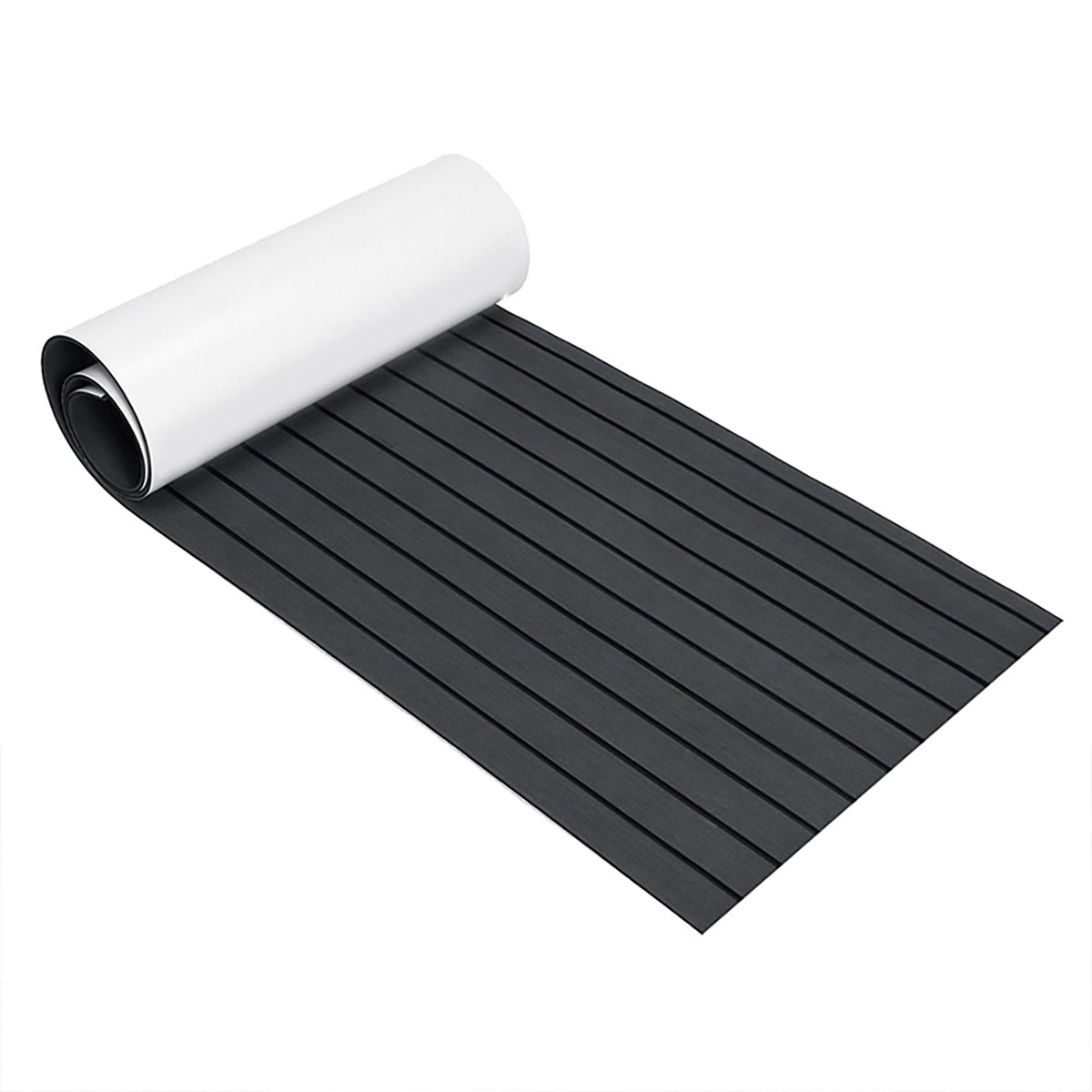 EVA Bootvloer Zelfklevend - Premium Teak Look - 240 x 90 cm - Donkergrijs met Zwarte Lijn - Antislip & Wasbaar