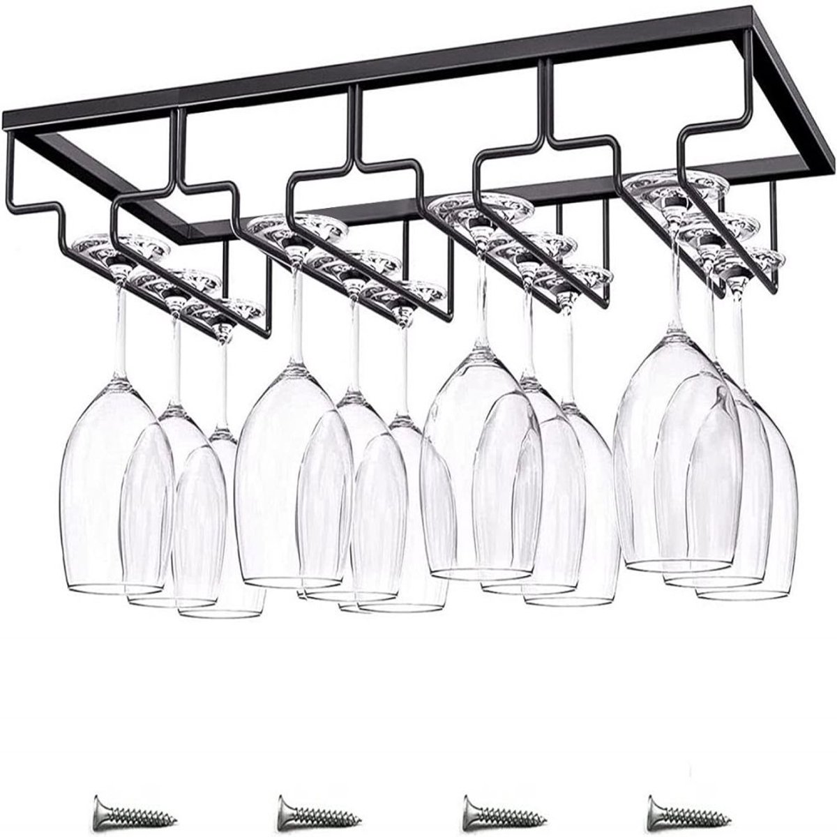 QTTVBTNA Elegant Series Wijnglasrek – Compatibel met vier sleuven – [Zwart] – Stabiel, ruimtebesparend en stijlvol