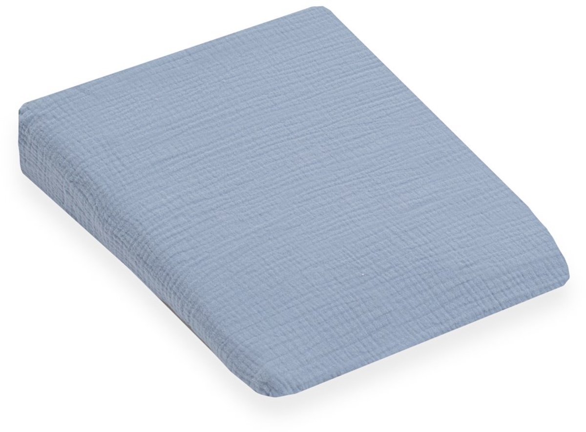 New baby mousseline kussensloop 30x37cm blauw - Wigkussensloop
