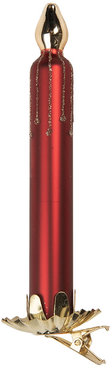 Clayre & Eef Kersthanger Ø 4x15 cm Rood Glas