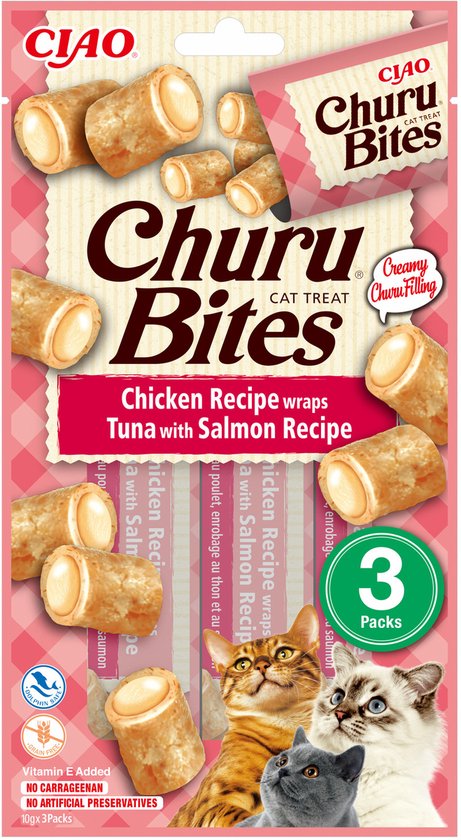 Inaba Churu Bites - Kattensnack - Kip Zalm 42 g