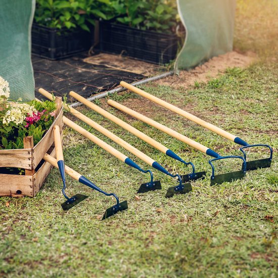 KADAX Tuinhak van metaal, hak met steel van hout, onkruidhaak voor het losmaken, luchten en wieden van de grond, tuinaccessoires voor het verwijderen van onkruid (W: 14cm, trapeziumvorm, kort) van Merkloos	 — afbeelding 4