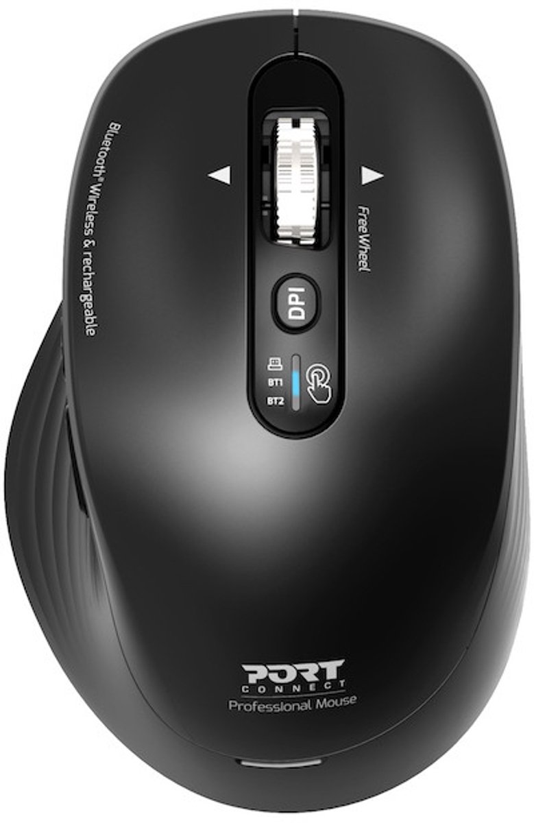 Port Connect Business 910202 - Muis - RF-draadloos + Bluetooth - Rechtshandig - 3200 DPI - 6 knoppen - zwart