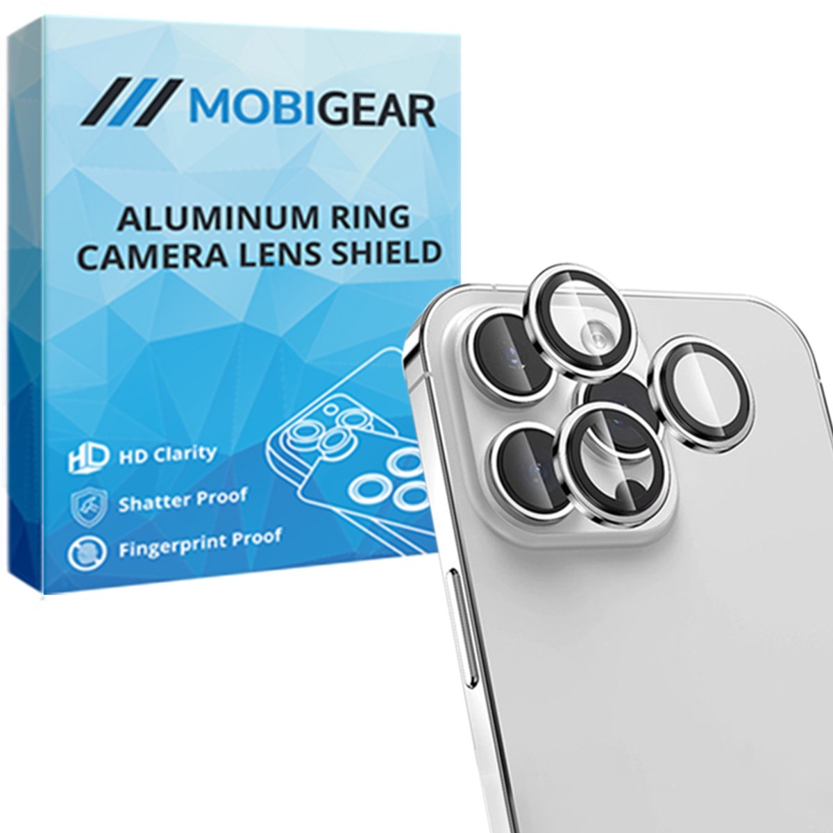 Mobigear Screenprotector geschikt voor Apple iPhone 14 Pro Max Glazen | Mobigear Single Camera Lens Protector - Case Friendly - Zilver