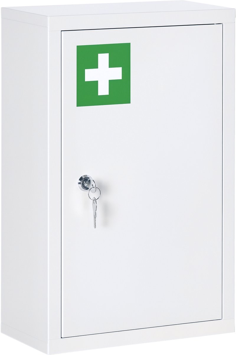 Kleankin medicijnkast - staal - 30L x 14B x 46H cm - wit