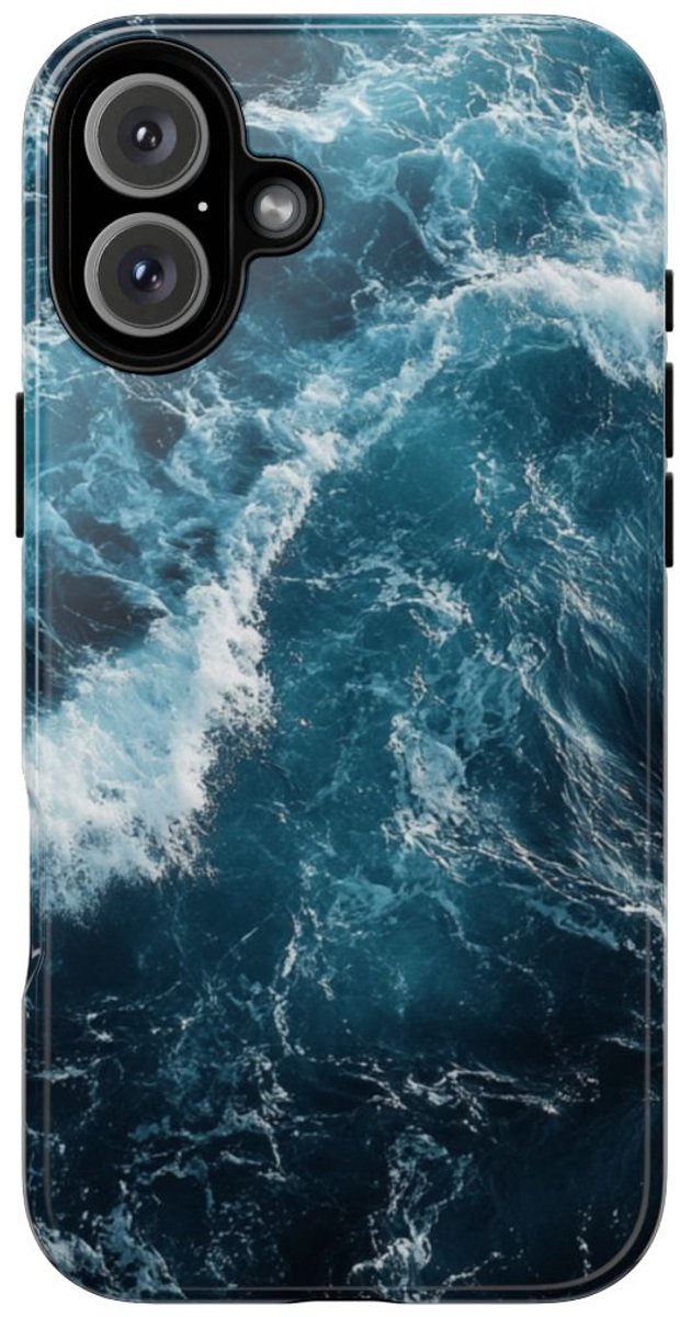 Oceaangolven in Diepblauw – Telefoonhoesje Geschikt voor iPhone 16 Plus