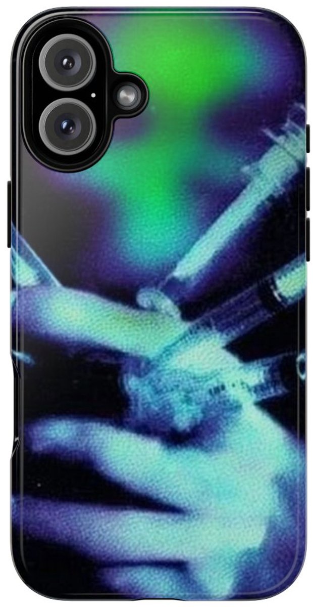 Gloeiende Hand met Spuiten – Telefoonhoesje Geschikt voor iPhone 16 Plus