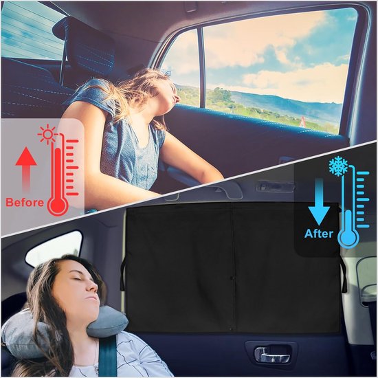 2 stuks Zonnescherm Auto - Magnetisch zonnescherm auto - Zonwering - Zonwering auto baby - Zonnescherm Auto Zijruit - 71*47cm - Magnetische auto zonneschermen - Dubbellaags zonnescherm - Met 10 magneten van Merkloos — afbeelding 3