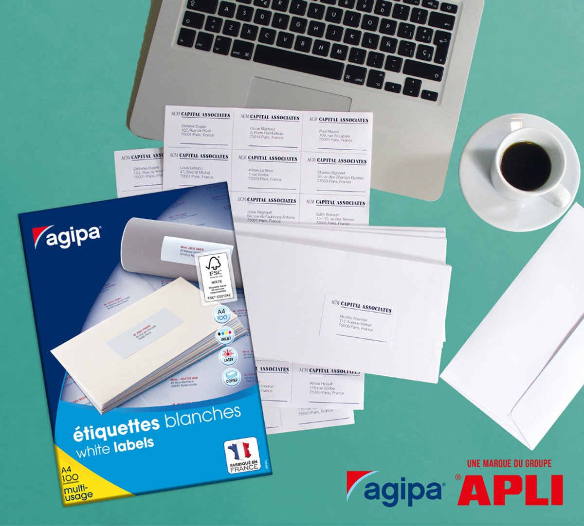 agipa universele etiketten, 99,1 x 139 mm, wit, permanent hechtend