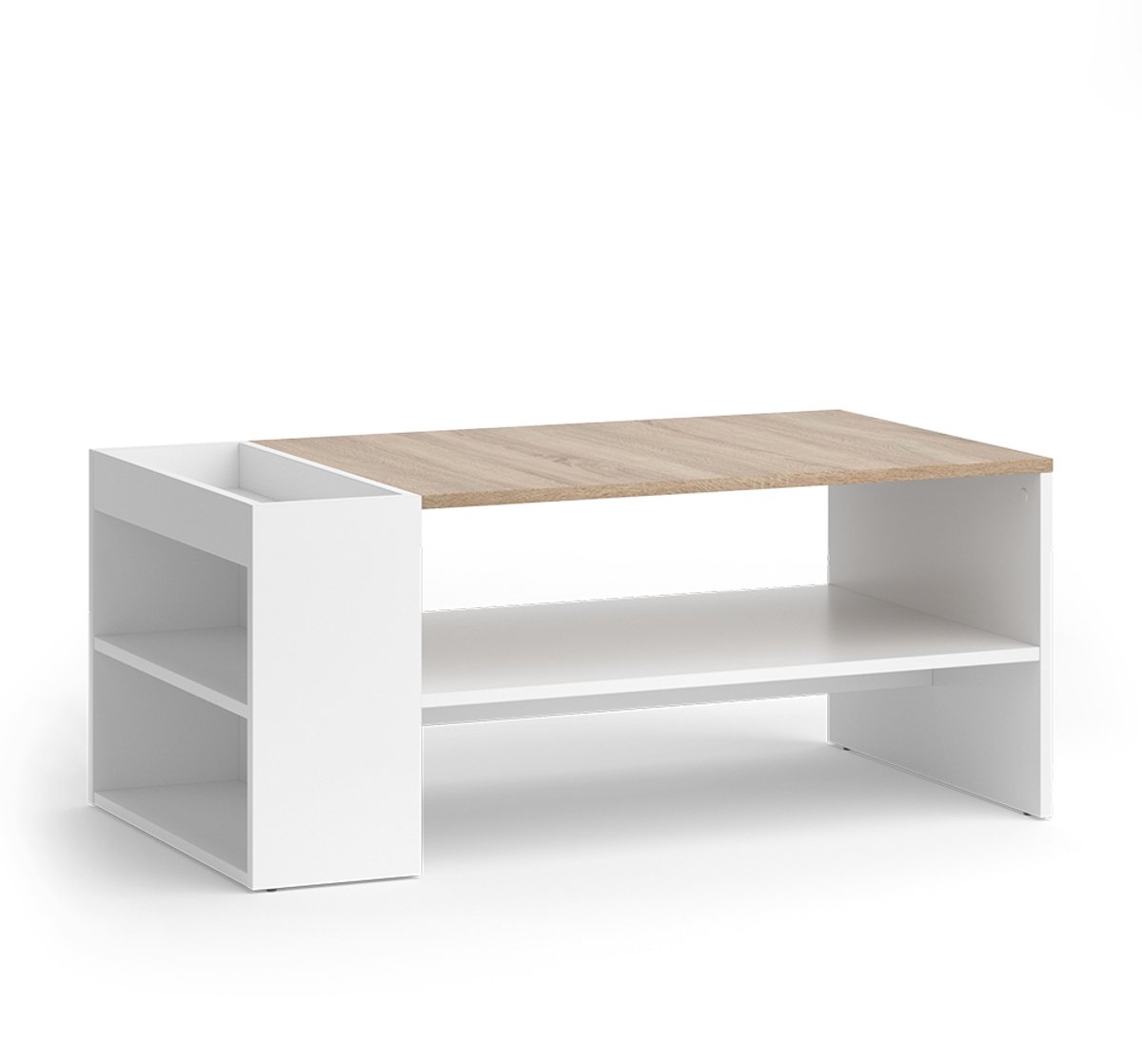 Vicco Wido Salontafel – 100 x 55 cm met planken Wit/Sonoma
