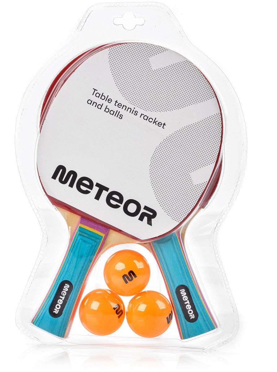 Meteor Zephyr 1* - Tafeltennis set - 2 Tafeltennisbatjes, 3 ballen