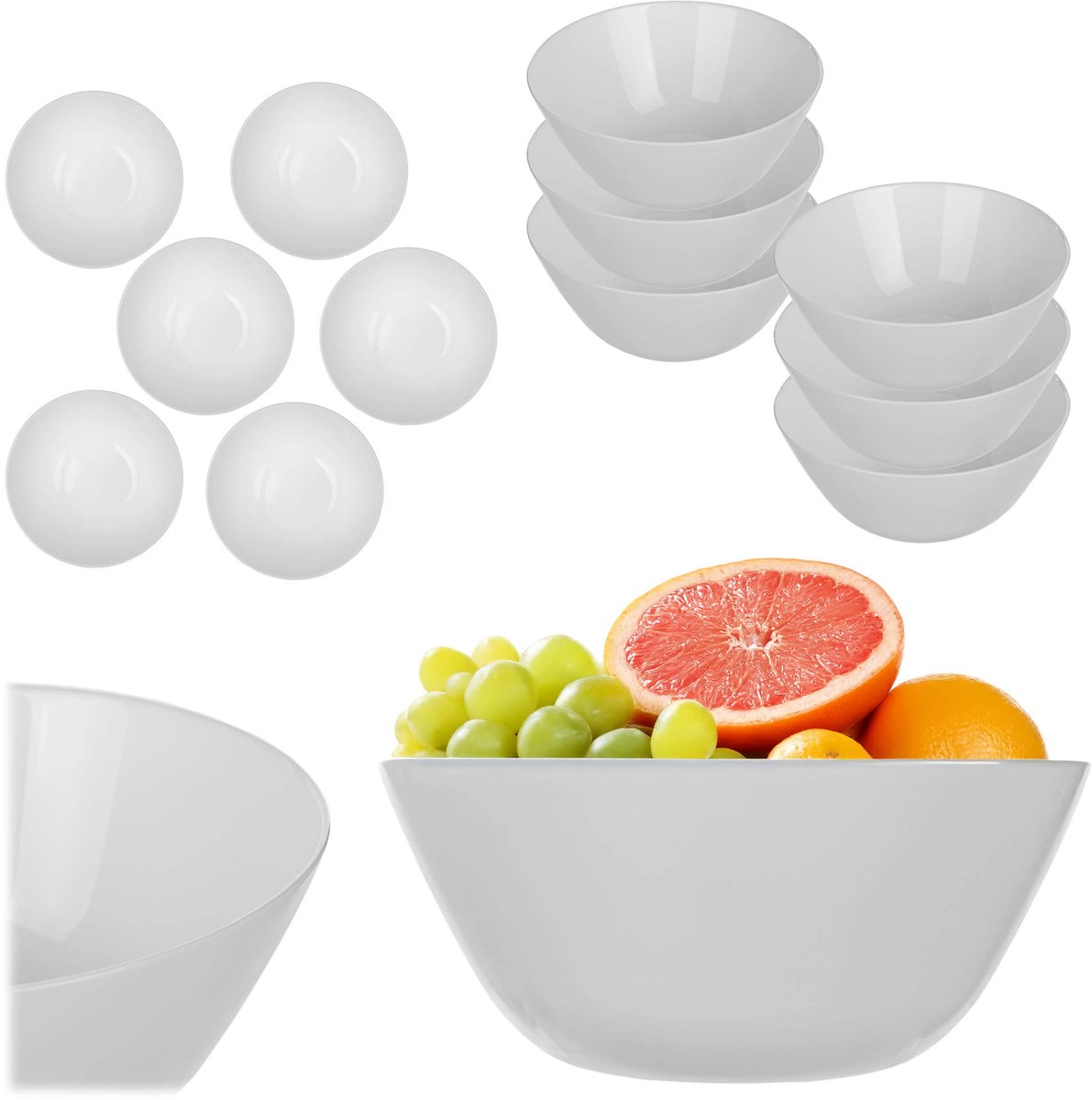 Datena glazen slaschaal 18 cm wit 6 st.