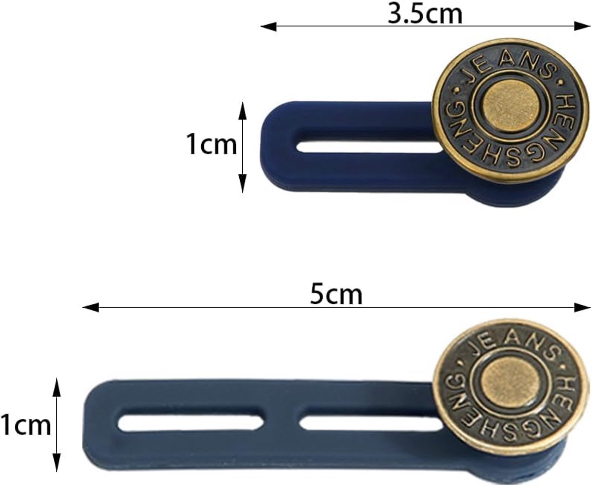 Taille Extender Set - 8 Stuks Verstelbare Knop en Elastische Kraag voor Jeans, Rokken en Broeken (Blauw