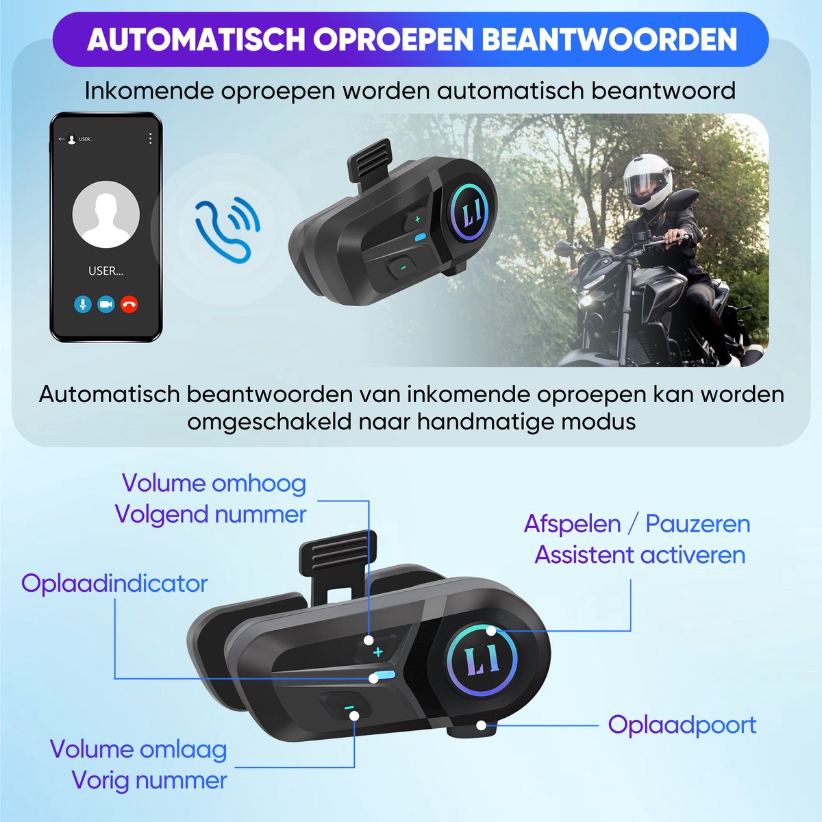 XELAR Draadloze Motorhelm Headset thumbnail 5