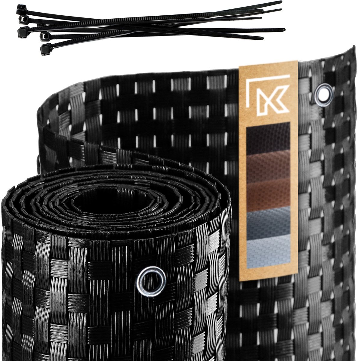 KADAX Inkijkbescherming voor balkon, terras, hek, weerbestendige inkijkbescherming van PE-rotan, balkonbekleding met kabelbinders, inkijkbescherming, balkonbekleding, windscherm (1 m x 4 m, zwart)