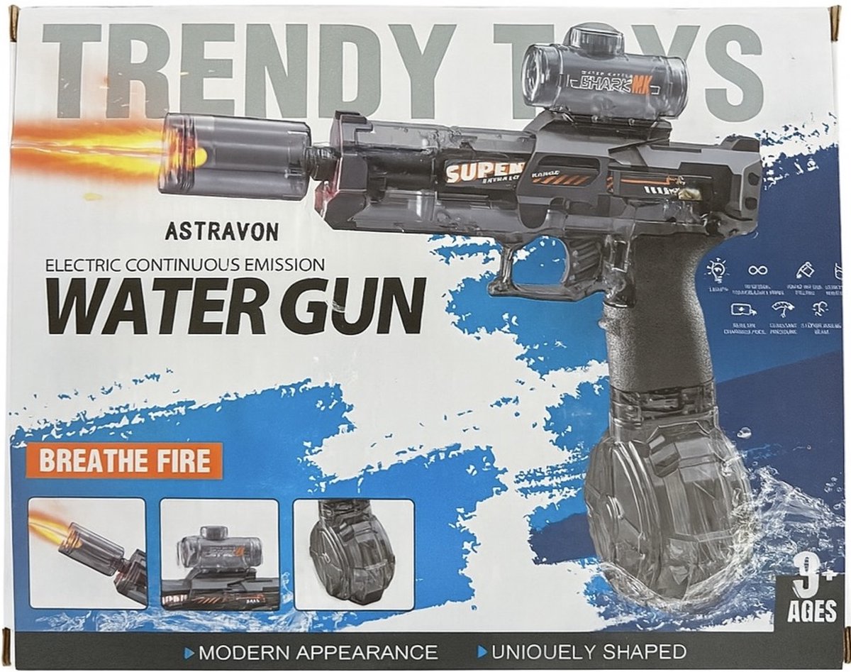 Astravon Elektrisch Waterpistool - Automatisch Waterpistool - 8 meter bereik - Zomer Speelgoed - Watergevecht - Super Soaker - Oplaadbaar Waterpistool - Kinderplezier - Waterpret - Strand Speelgoed - Tuinspeelgoed - Elektrisch Speelgoed - Waterbattle — afbeelding 4