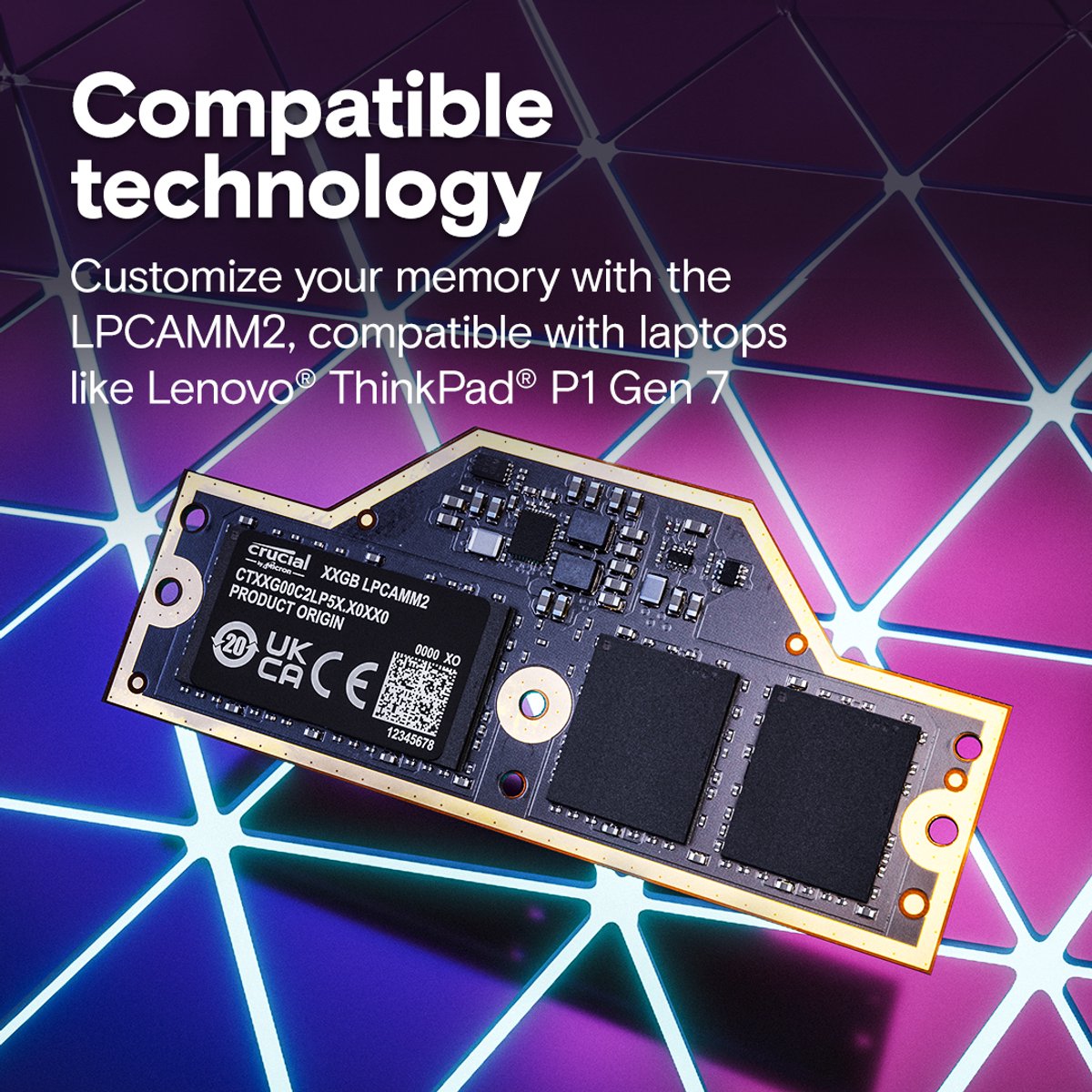 Crucial Ct64G75C2Lp5X Geheugenmodule 64 Gb 1 X 64 Gb Lpddr5X 7500 Mt/S - afbeelding 2