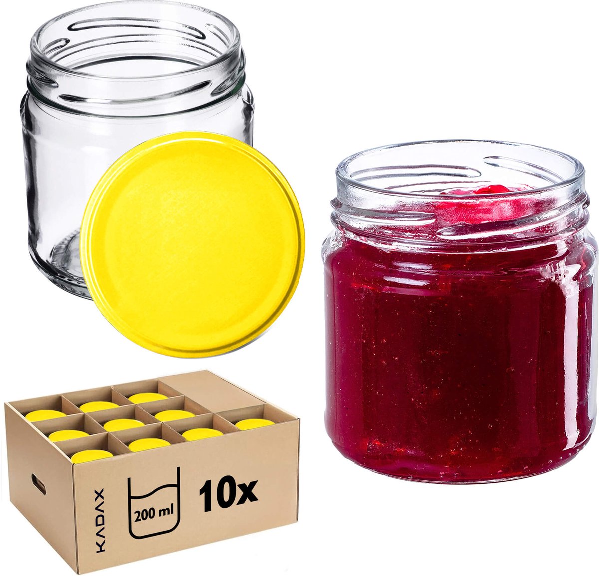 Lerma Weckpotten 200ml 10st 66mm + Deksels "Geel"