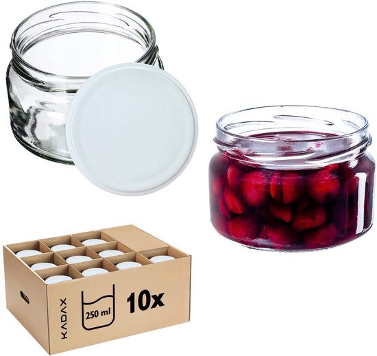 KADAX 50 stuks kleine inmaakpotten, 300 ml, miniatuurpotten voor honing en specerijen, jampotten, luchtdichte potten om cadeau te geven (zonder deksel