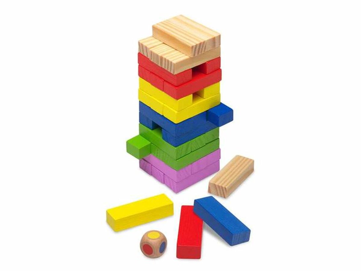 Cayro Block and Block - 36 Houten Staven - Behendigheidsspel - Stapelspel voor Kinderen en Volwassenen - Familiespel - Educatief Kinderspel - 2 tot 8 Spelers - Ca. 25 Min - Vanaf 5 Jaar