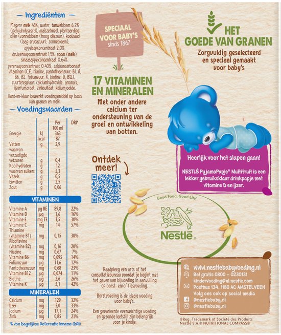 Nestlé PyjamaPapje Multifruit - Babyvoeding Babypap 6+ maanden - 6 stuks 2x250ml (totaal 12 porties) van NeS — afbeelding 3