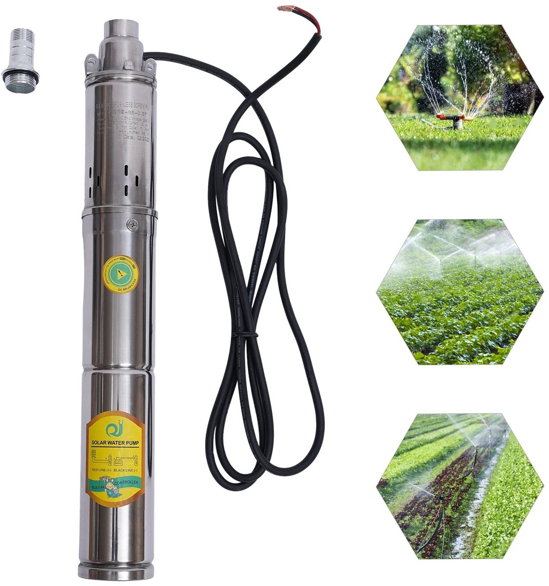 Zonne-energie Diepe Put Waterpomp - 24V - 370W - RVS - Farm Ranch Dompelpomp voor Diepe Putten - Zilver - Dompelpomp voor Irrigatie - Landbouw & Watervoorziening